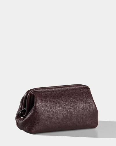 COSMETIC BAG "KAYA" LEATHER, BURGUNDY