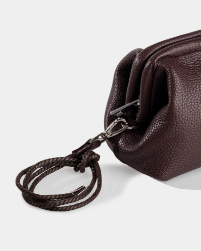 COSMETIC BAG "KAYA" LEATHER, BURGUNDY