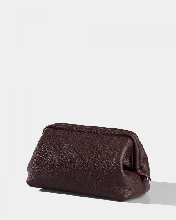 COSMETIC BAG KAYA LEATHER, BURGUNDY