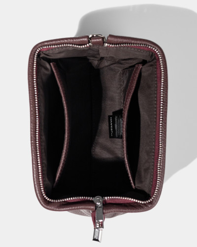 COSMETIC BAG "KAYA" LEATHER, BURGUNDY