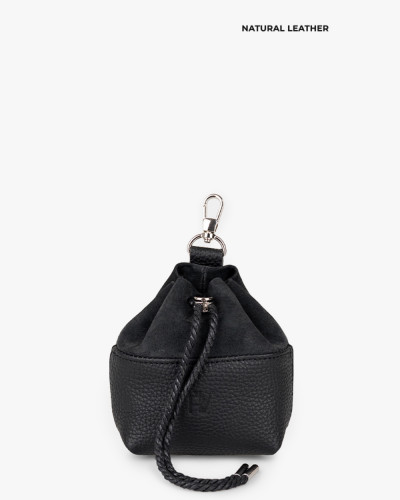COSMETIC BAG "JOLI" LEATHER, BLACK