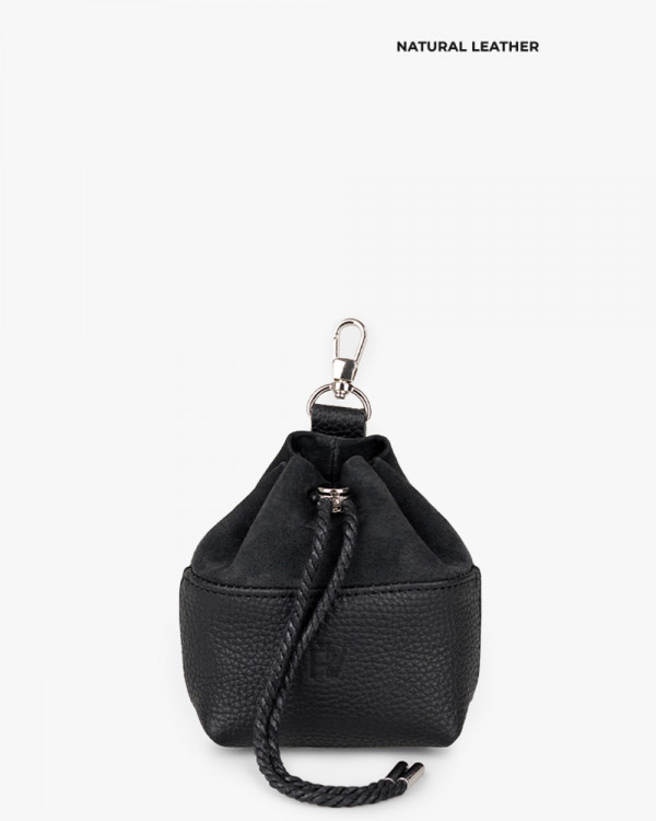 COSMETIC BAG "JOLI" LEATHER, BLACK
