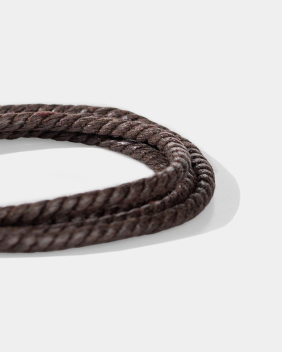 LEATHER STRING WITH CARABINER, BROWN