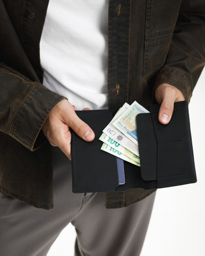 PASSPORT COVER "SMART" LEATHER, BLACK