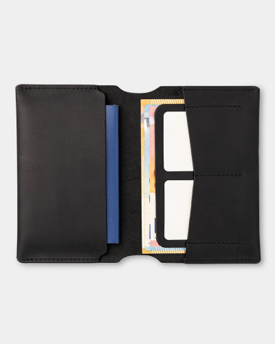 PASSPORT COVER "SMART" LEATHER, BLACK