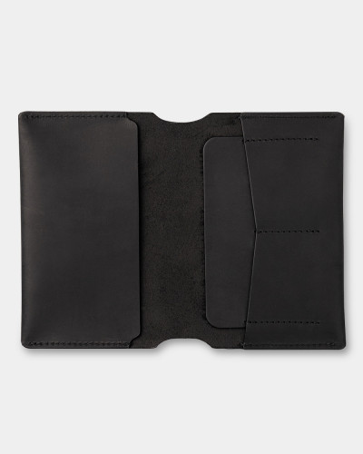 PASSPORT COVER "SMART" LEATHER, BLACK
