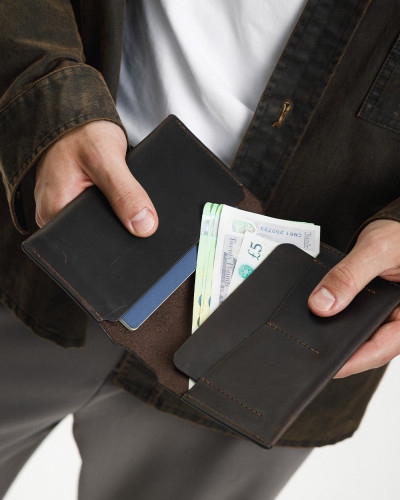 PASSPORT COVER "SMART" LEATHER, BROWN