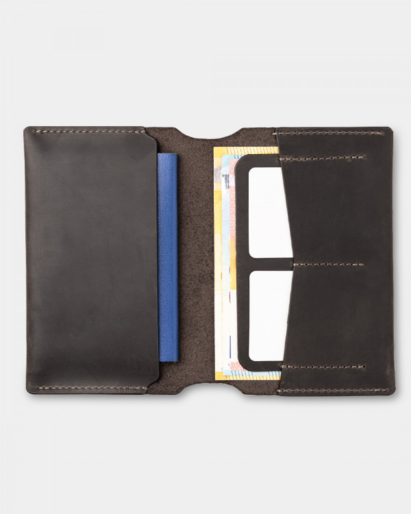 PASSPORT COVER SMART LEATHER, BROWN