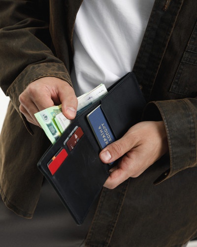 WALLET "TRAVEL HOLDER" LEATHER, BLACK
