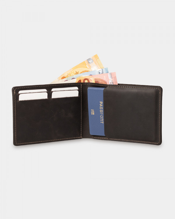 WALLET "TRAVEL HOLDER" LEATHER, DARK BROWN