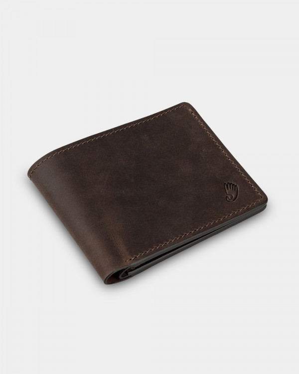 WALLET CLASSIC LEATHER, DARK BROWN