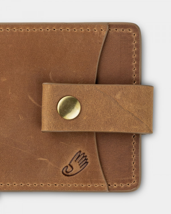 WALLET HOLDER LEATHER, BROWN