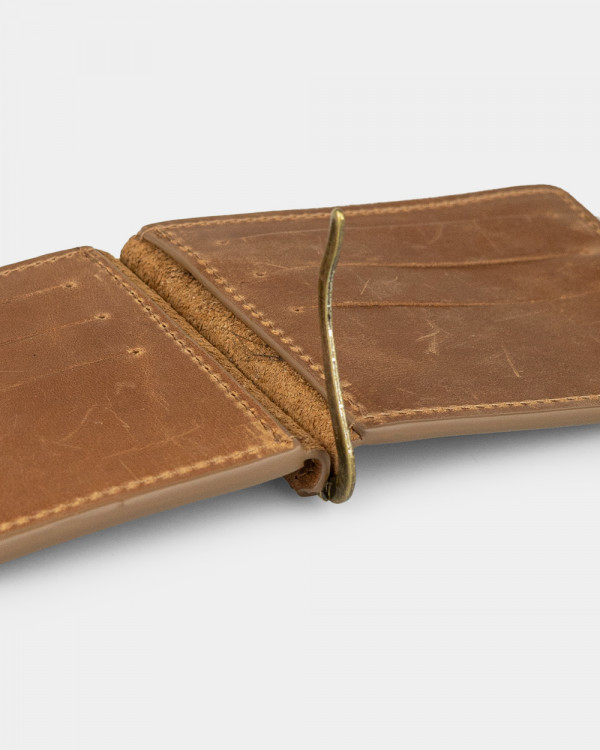 WALLET HOLDER LEATHER, BROWN