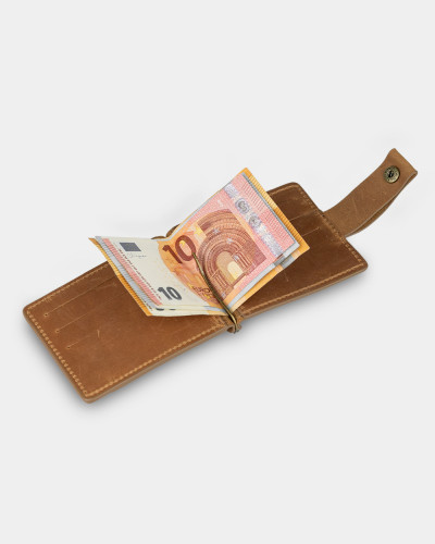WALLET HOLDER LEATHER, BROWN