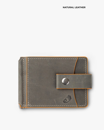 WALLET HOLDER LEATHER, GRAY