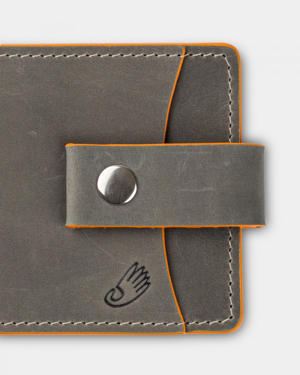 WALLET HOLDER LEATHER, GRAY
