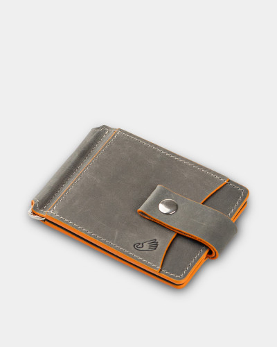 WALLET HOLDER LEATHER, GRAY