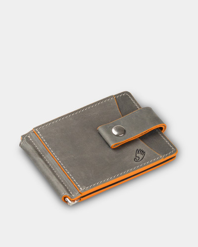 WALLET HOLDER LEATHER, GRAY