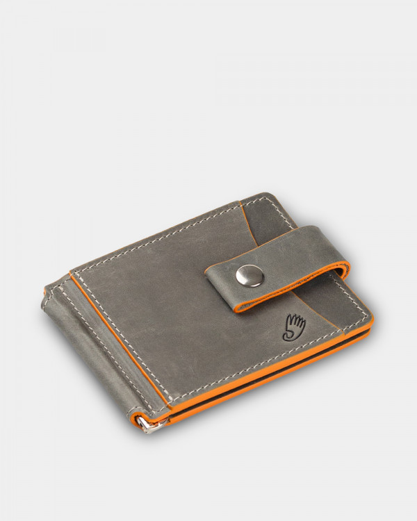WALLET HOLDER LEATHER, GRAY