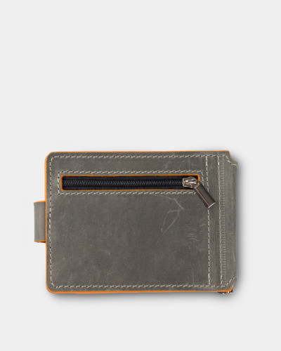 WALLET HOLDER LEATHER, GRAY