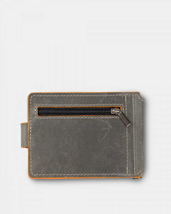 WALLET HOLDER LEATHER, GRAY