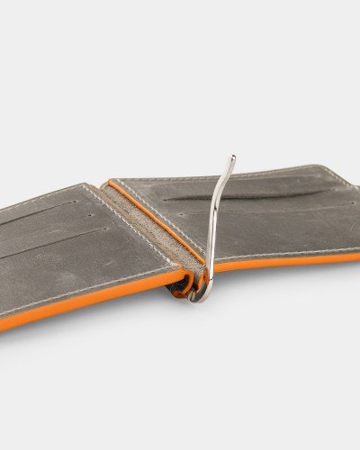 WALLET HOLDER LEATHER, GRAY