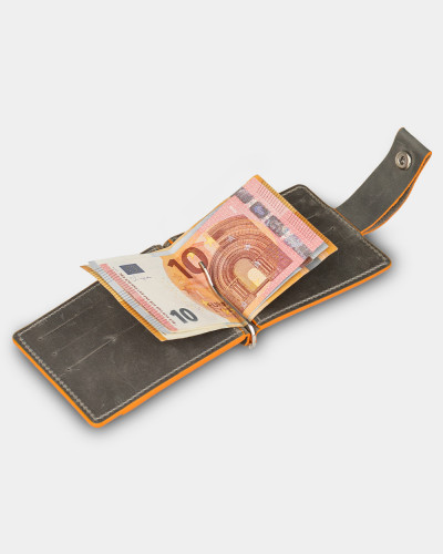 WALLET HOLDER LEATHER, GRAY