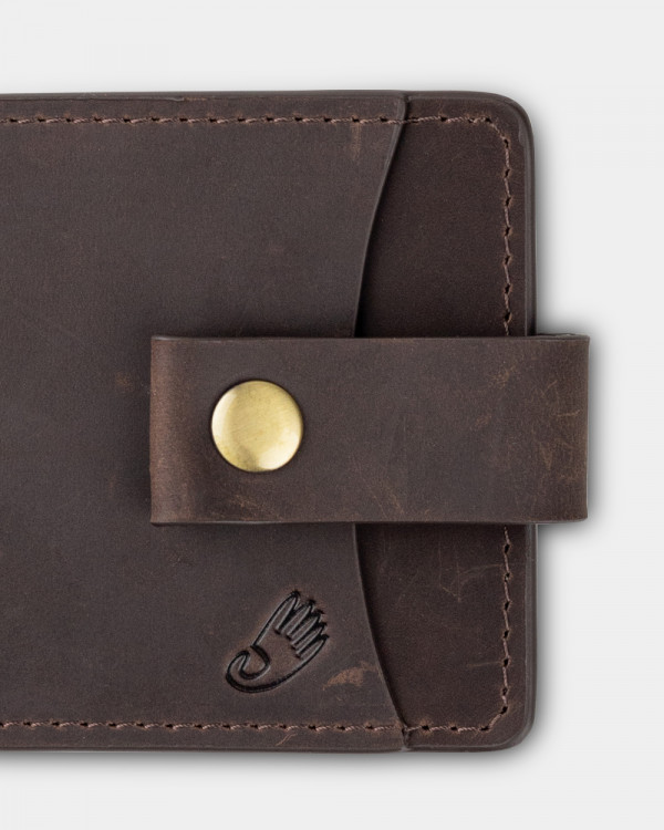 WALLET HOLDER LEATHER, DARK BROWN