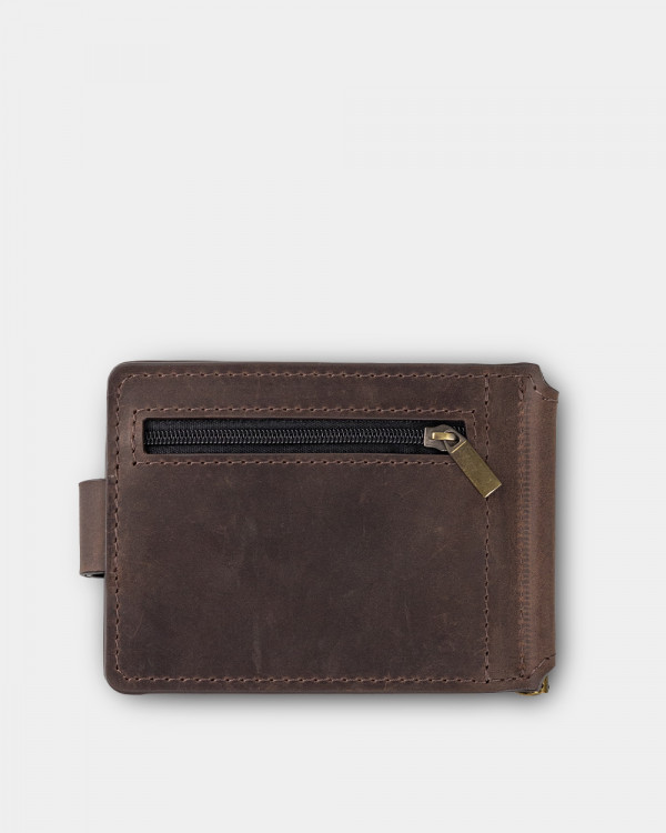 WALLET HOLDER LEATHER, DARK BROWN