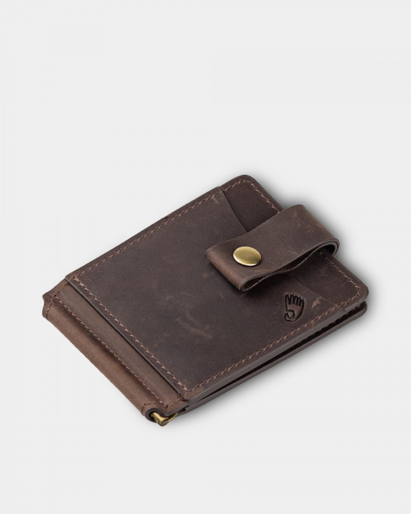 WALLET HOLDER LEATHER, DARK BROWN