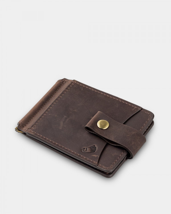 WALLET HOLDER LEATHER, DARK BROWN