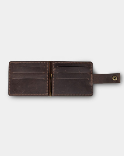 WALLET HOLDER LEATHER, DARK BROWN