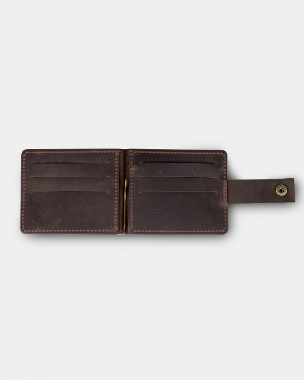 WALLET HOLDER LEATHER, DARK BROWN