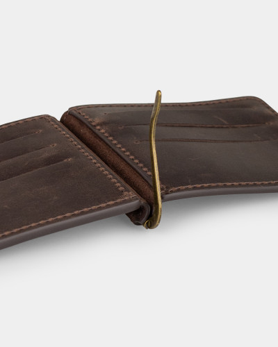 WALLET HOLDER LEATHER, DARK BROWN