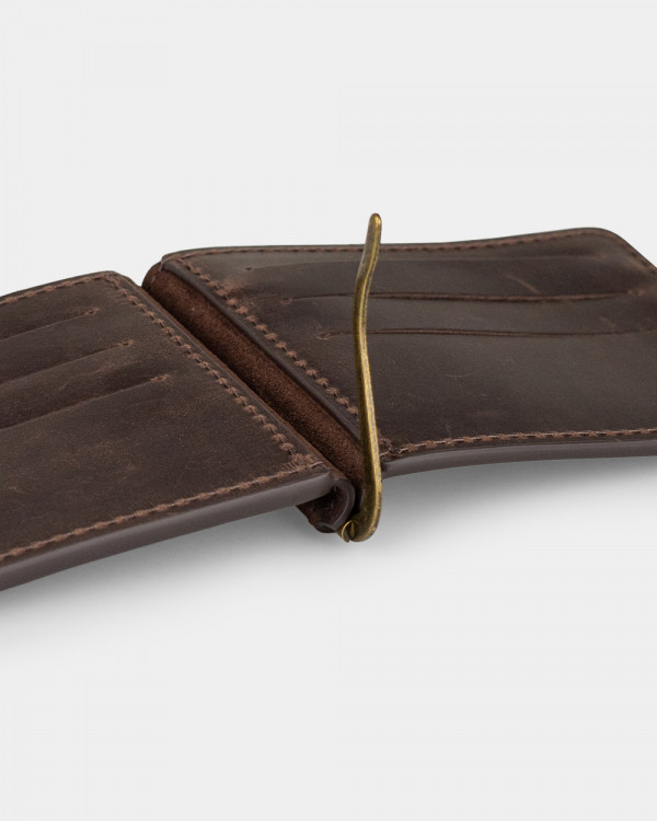 WALLET HOLDER LEATHER, DARK BROWN