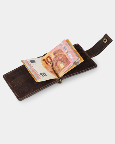 WALLET HOLDER LEATHER, DARK BROWN