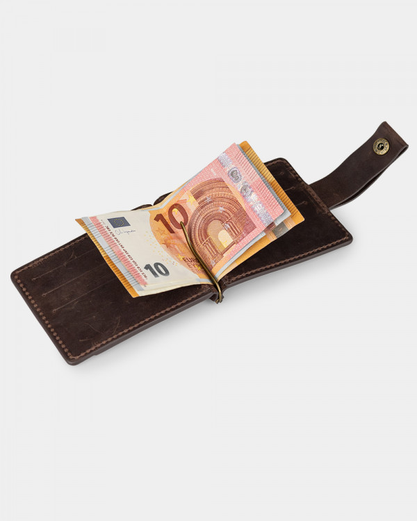 WALLET HOLDER LEATHER, DARK BROWN