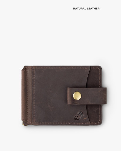 WALLET HOLDER LEATHER, DARK BROWN