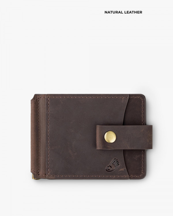 WALLET HOLDER LEATHER, DARK BROWN
