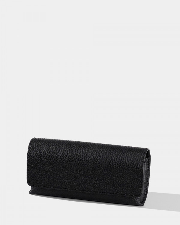 GLASSES CASE SUNNY LEATHER, BLACK