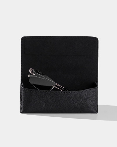 GLASSES CASE "SUNNY" LEATHER, BLACK