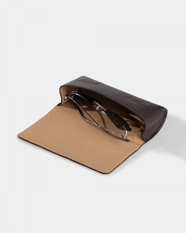 GLASSES CASE SUNNY LEATHER, BROWN
