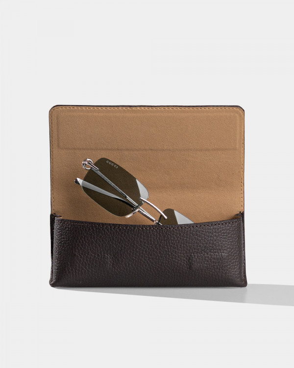 GLASSES CASE SUNNY LEATHER, BROWN